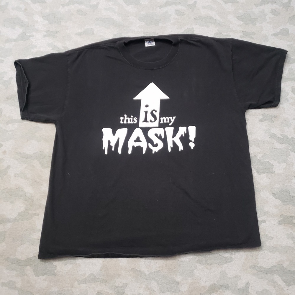 Vintage Delta Shirt Mens XL Black Y2k This Is My Mask Short Sleeve